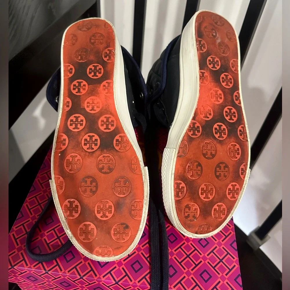 Tory Burch calf leather high top sneakers sz 8.5
